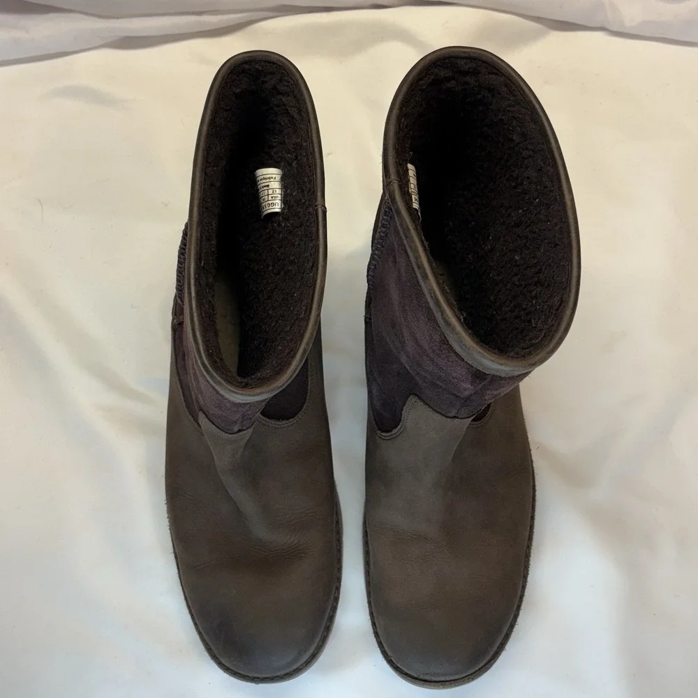 Ugg Foerster Sheepskin Leather Boots Mens 12 Suede Waterproof Wool Lined 1007796